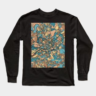 Manchester Map Pattern in Mid Century Pastel Long Sleeve T-Shirt